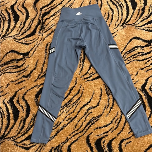 Adidas Climalite High Waisted Blue Striped Leggings - S - Picture 5 of 6